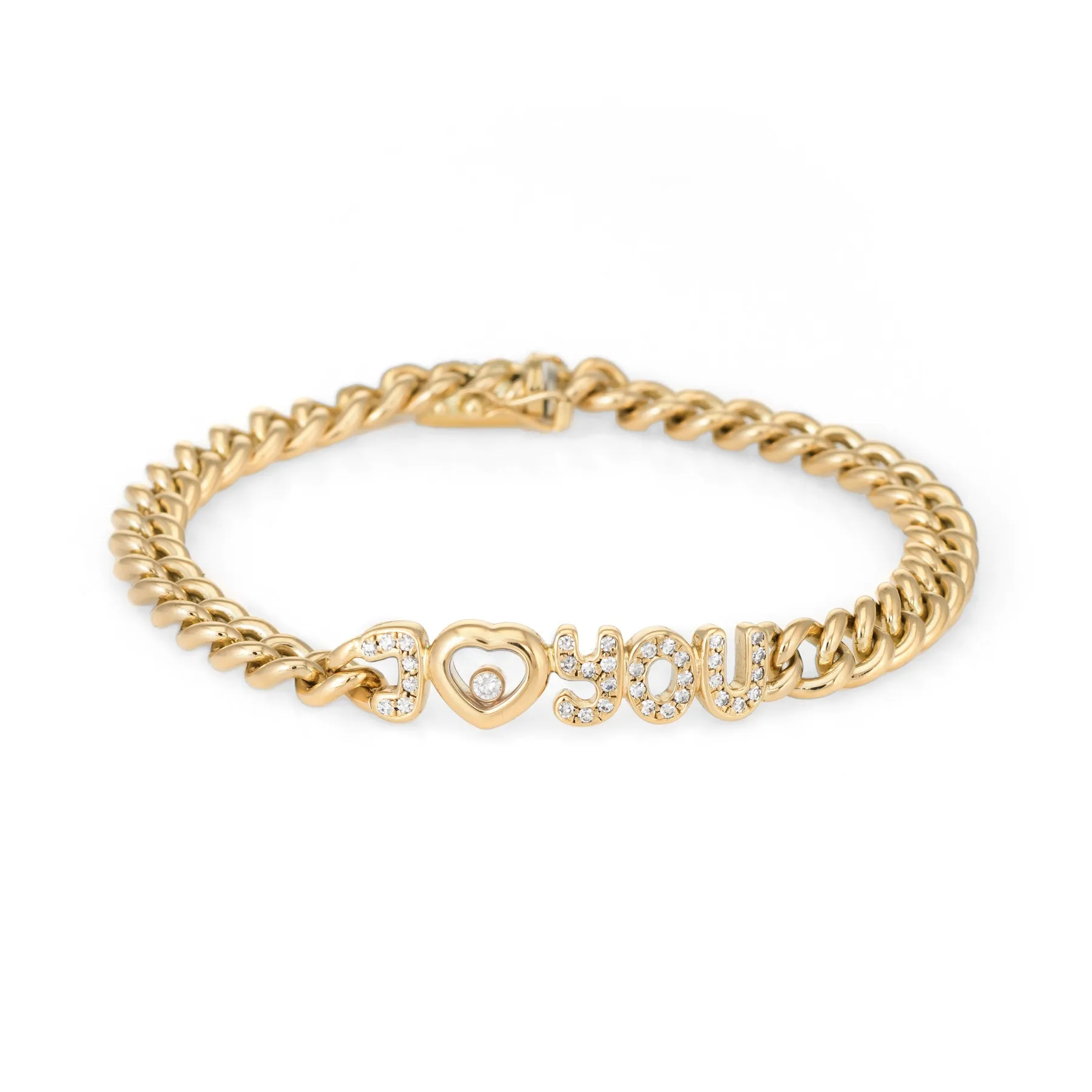 Chopard I love You Diamond Bracelet Vintage 18k Yellow Gold Estate Jewelry