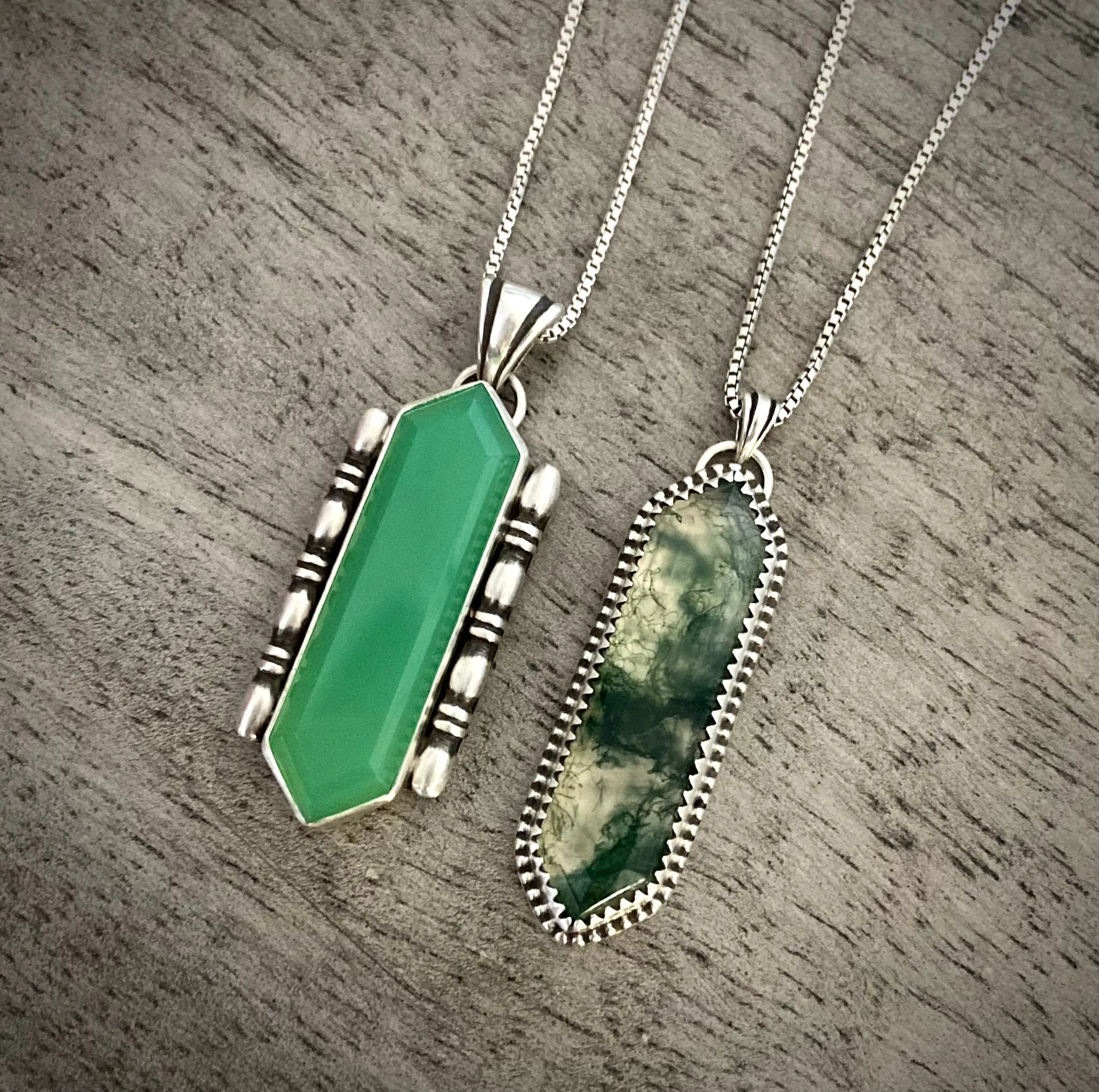 Chrysoprase Elongated Hex Pendant