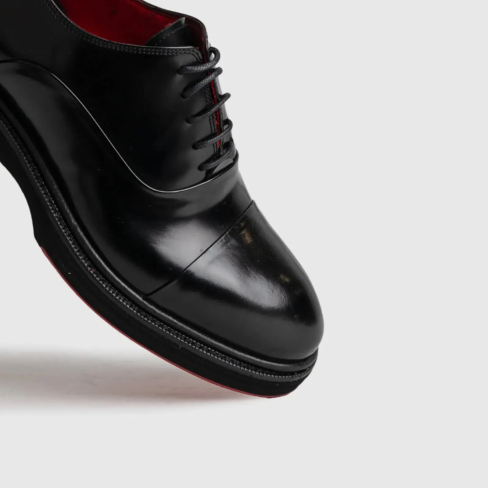 Chunky Sole Dress Oxfords Black High Shine 0238/n