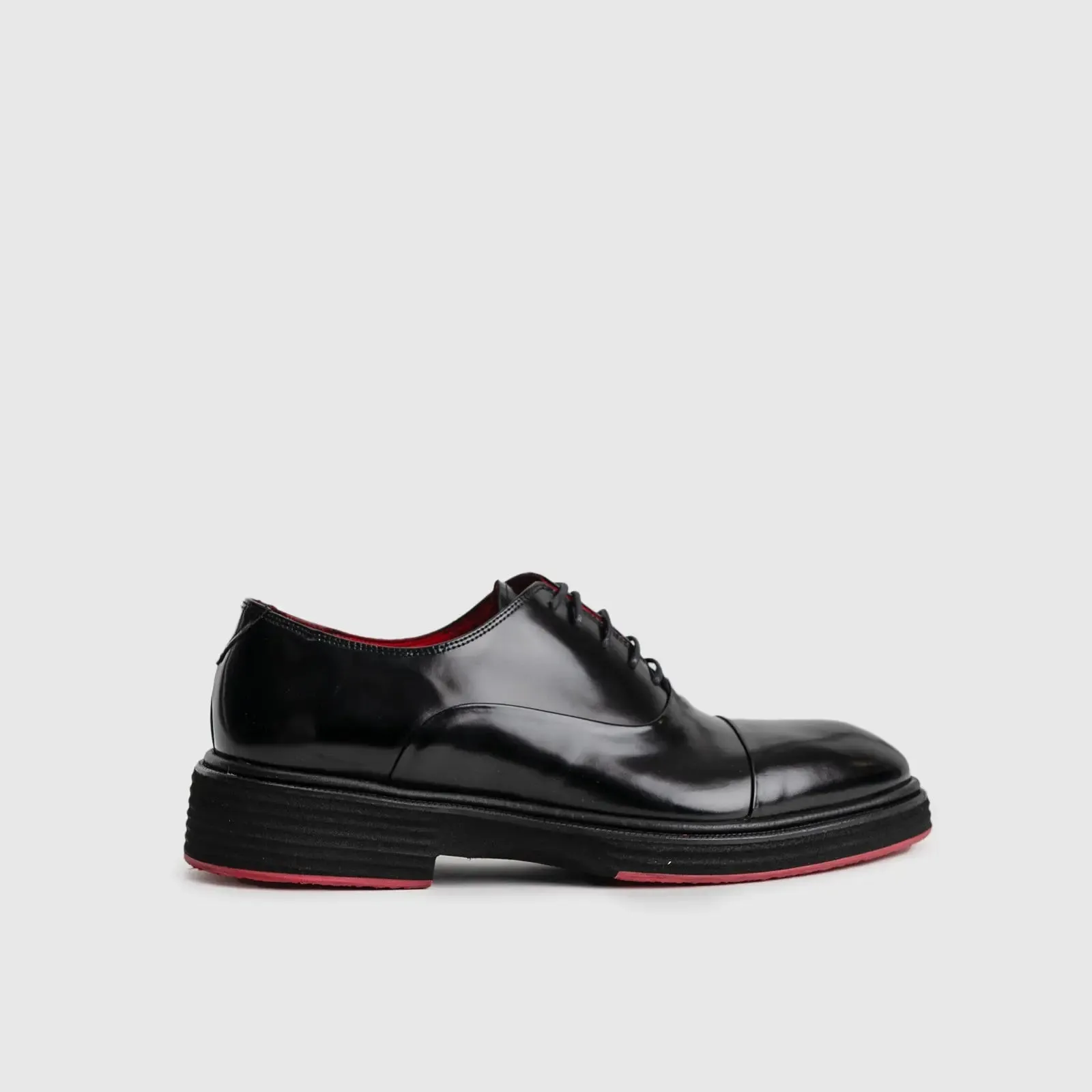 Chunky Sole Dress Oxfords Black High Shine 0238/n