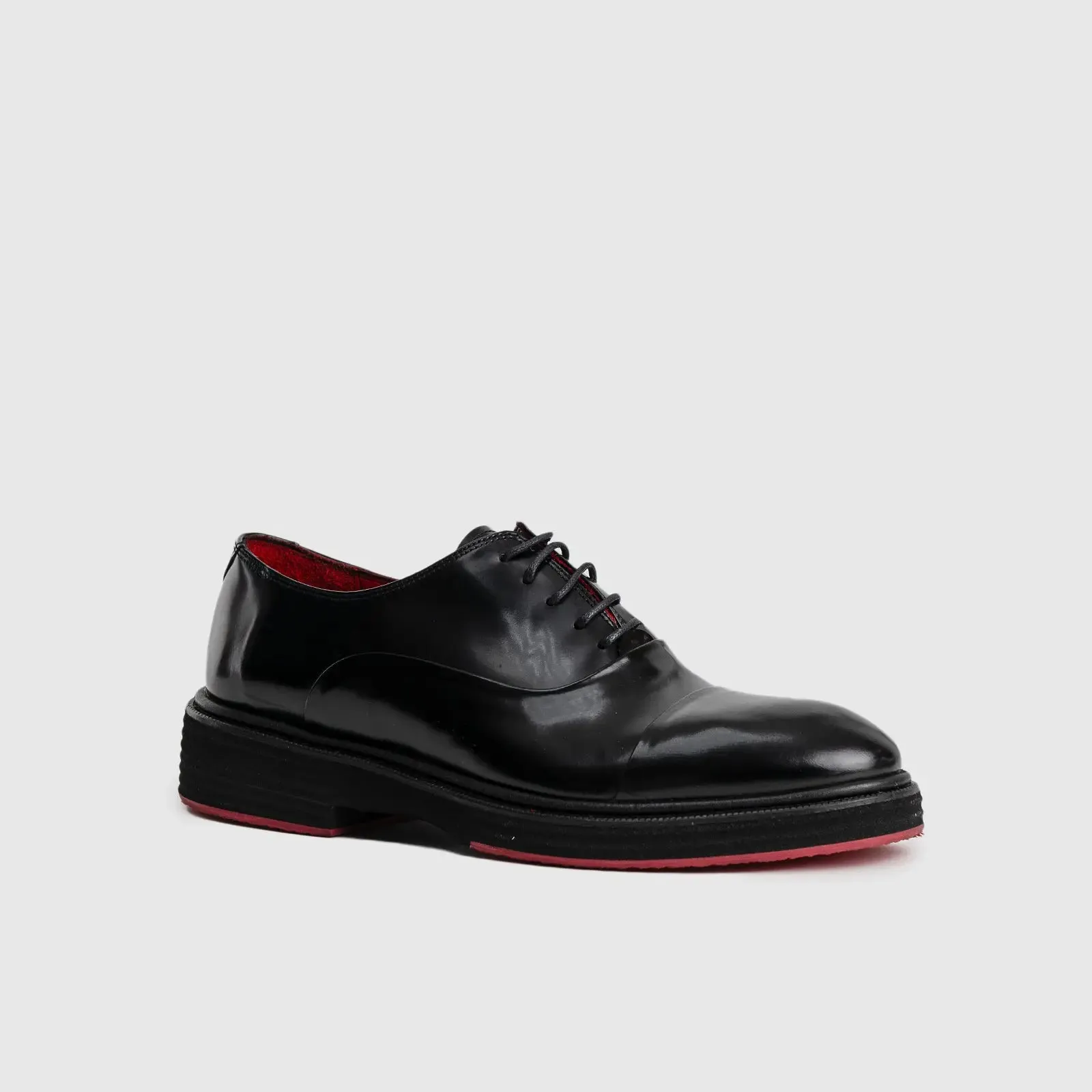 Chunky Sole Dress Oxfords Black High Shine 0238/n