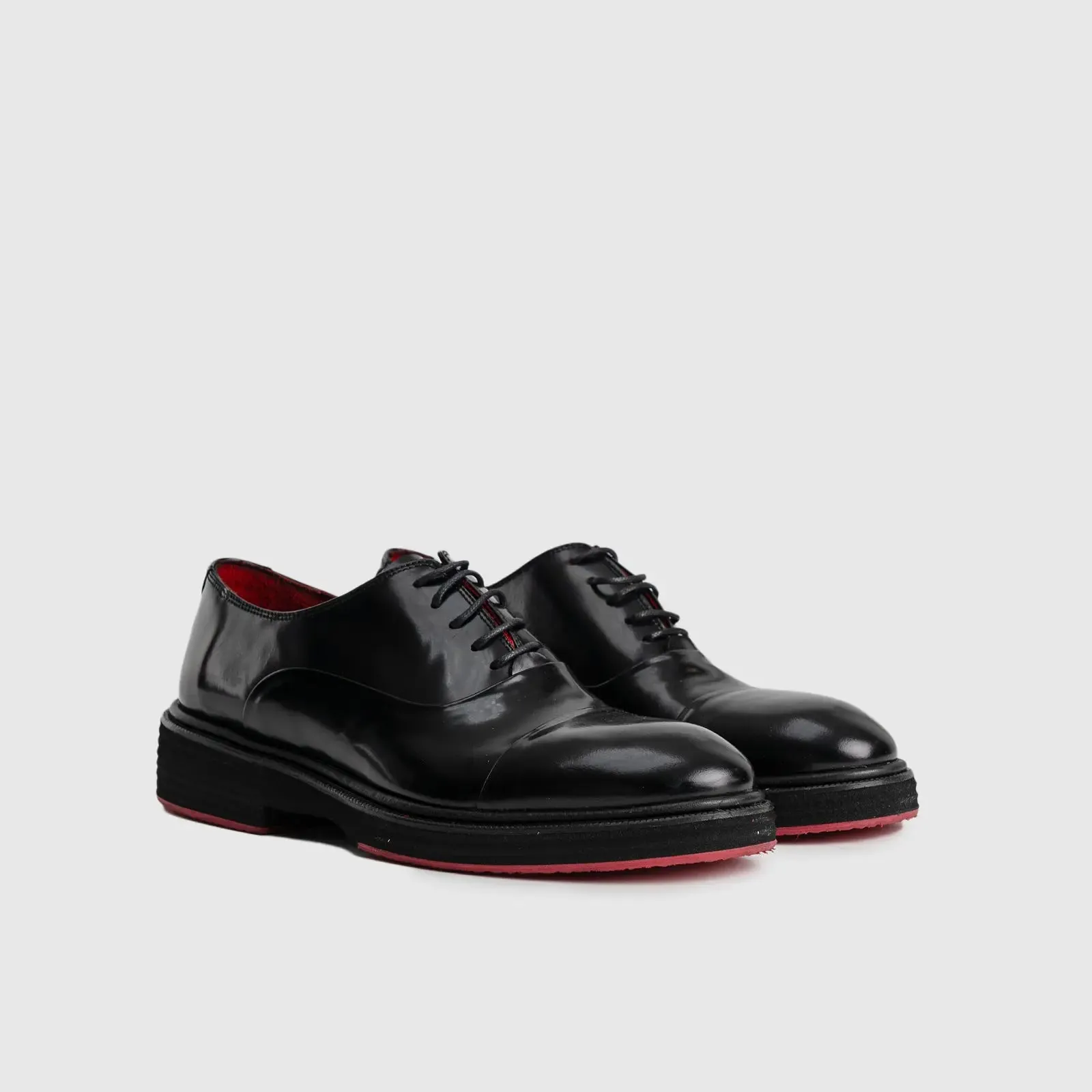 Chunky Sole Dress Oxfords Black High Shine 0238/n
