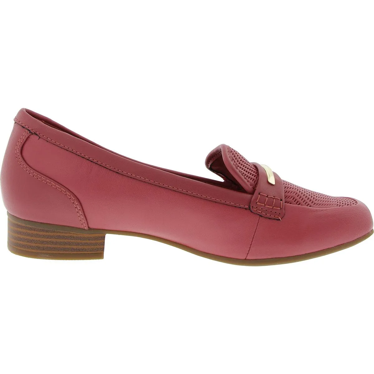 Clarks Womens 26177194 Block Heel Leather Loafer Heels