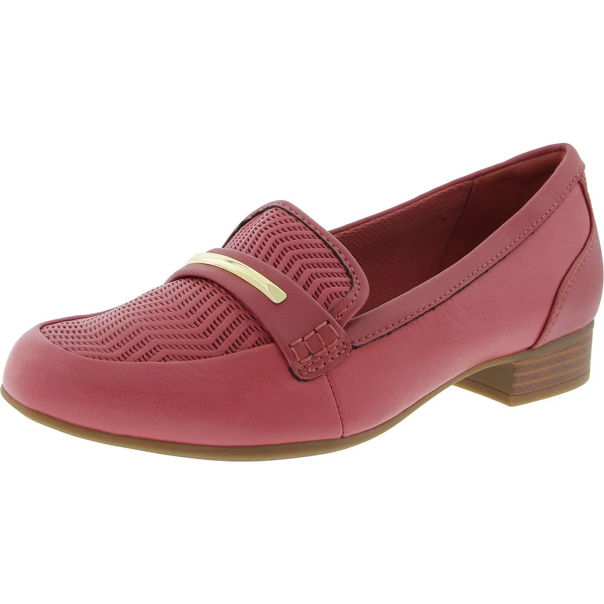 Clarks Womens 26177194 Block Heel Leather Loafer Heels