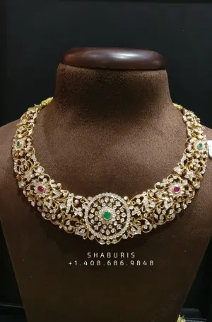Closed setting diamond choker indian diamond necklace pure silver jewelry indian silver jewelry indian gold jewelry designs - SHABURIS