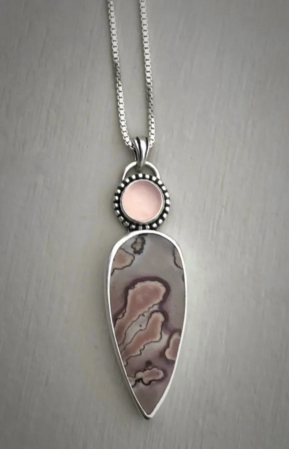 Coffee Bean Jasper & Pink Chalcedony Necklace