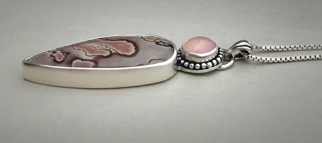 Coffee Bean Jasper & Pink Chalcedony Necklace