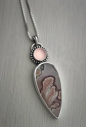 Coffee Bean Jasper & Pink Chalcedony Necklace