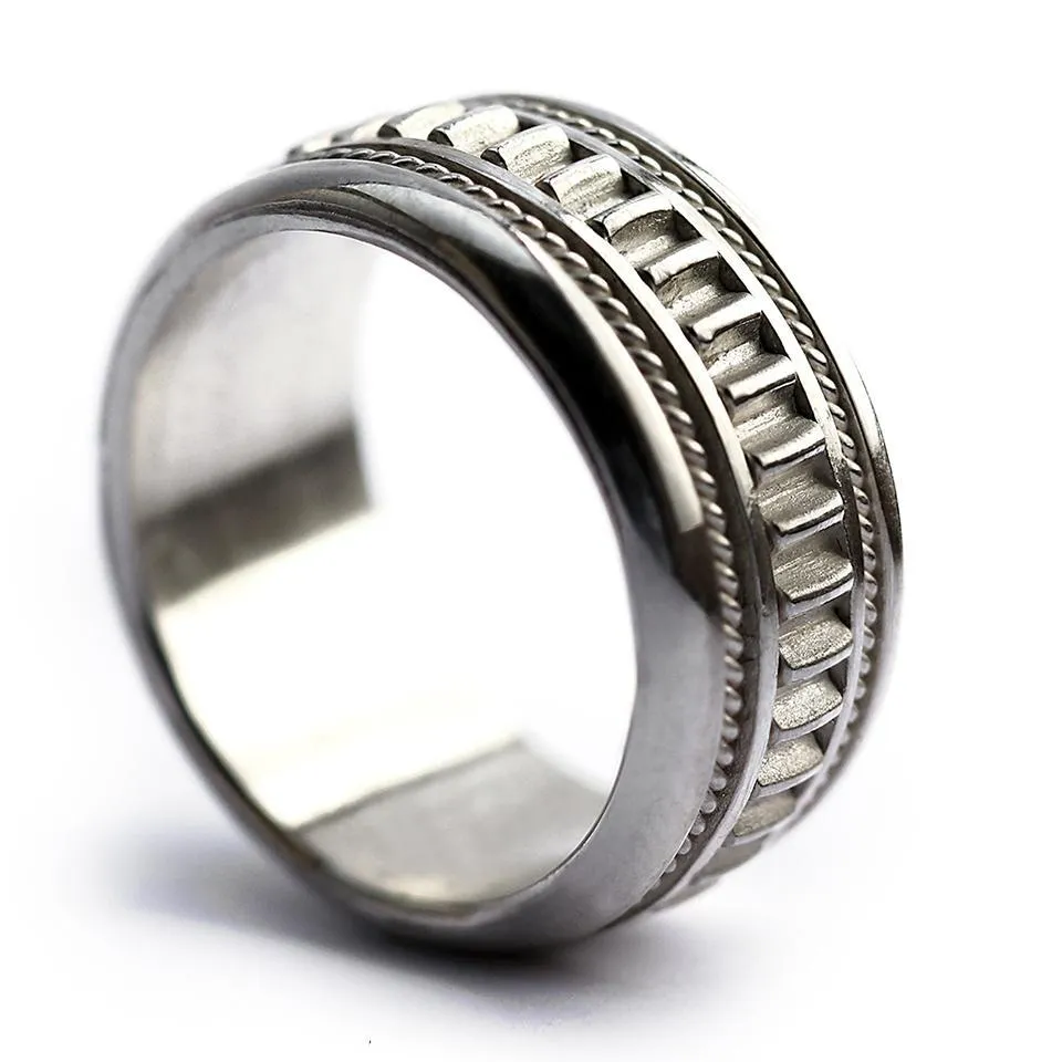Coil- two tone filigree texture ring
