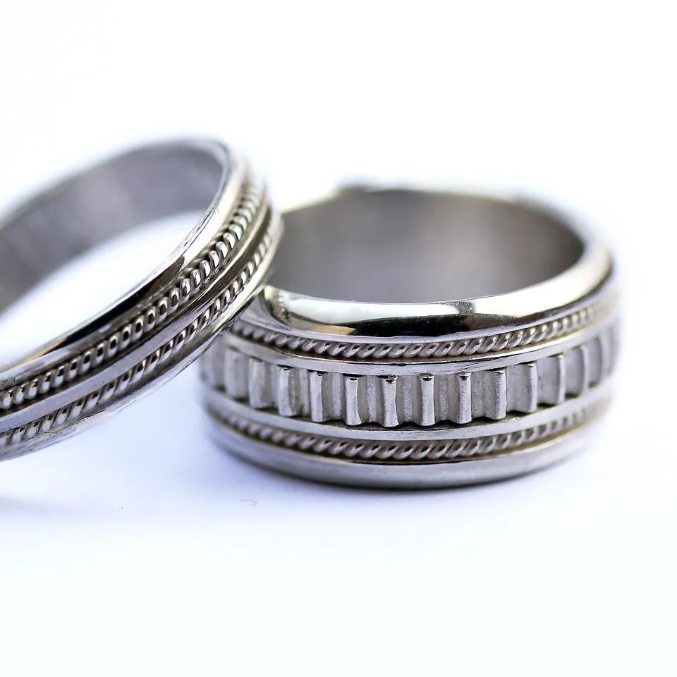 Coil- two tone filigree texture ring