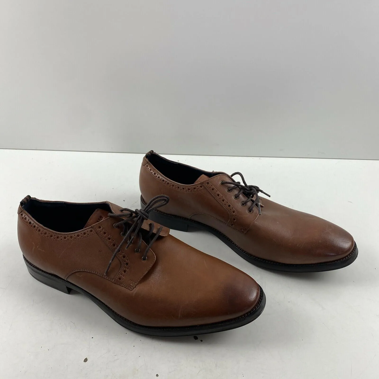 Cole Haan Jefferson Grand 2.0 Brown Leather Lace Up Plain Toe Oxfords Men’s 12 M