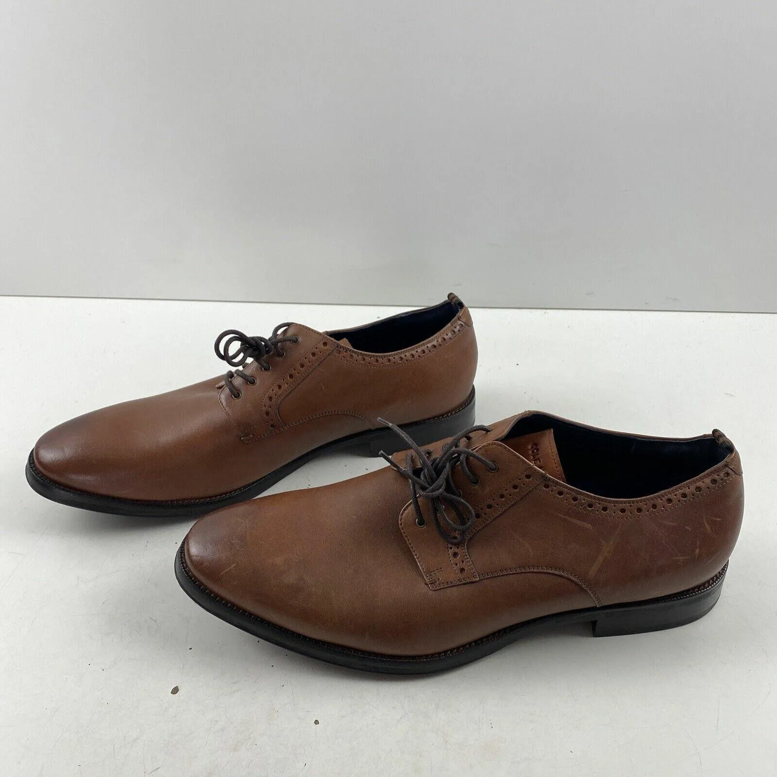 Cole Haan Jefferson Grand 2.0 Brown Leather Lace Up Plain Toe Oxfords Men’s 12 M