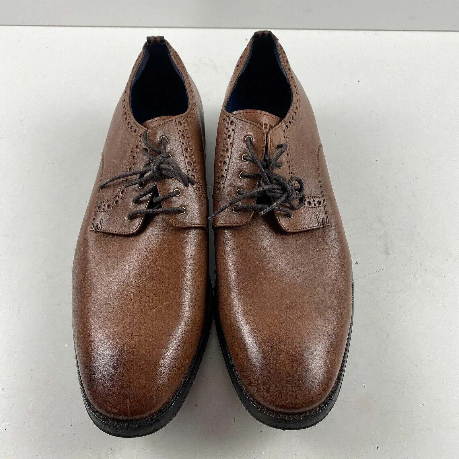 Cole Haan Jefferson Grand 2.0 Brown Leather Lace Up Plain Toe Oxfords Men’s 12 M