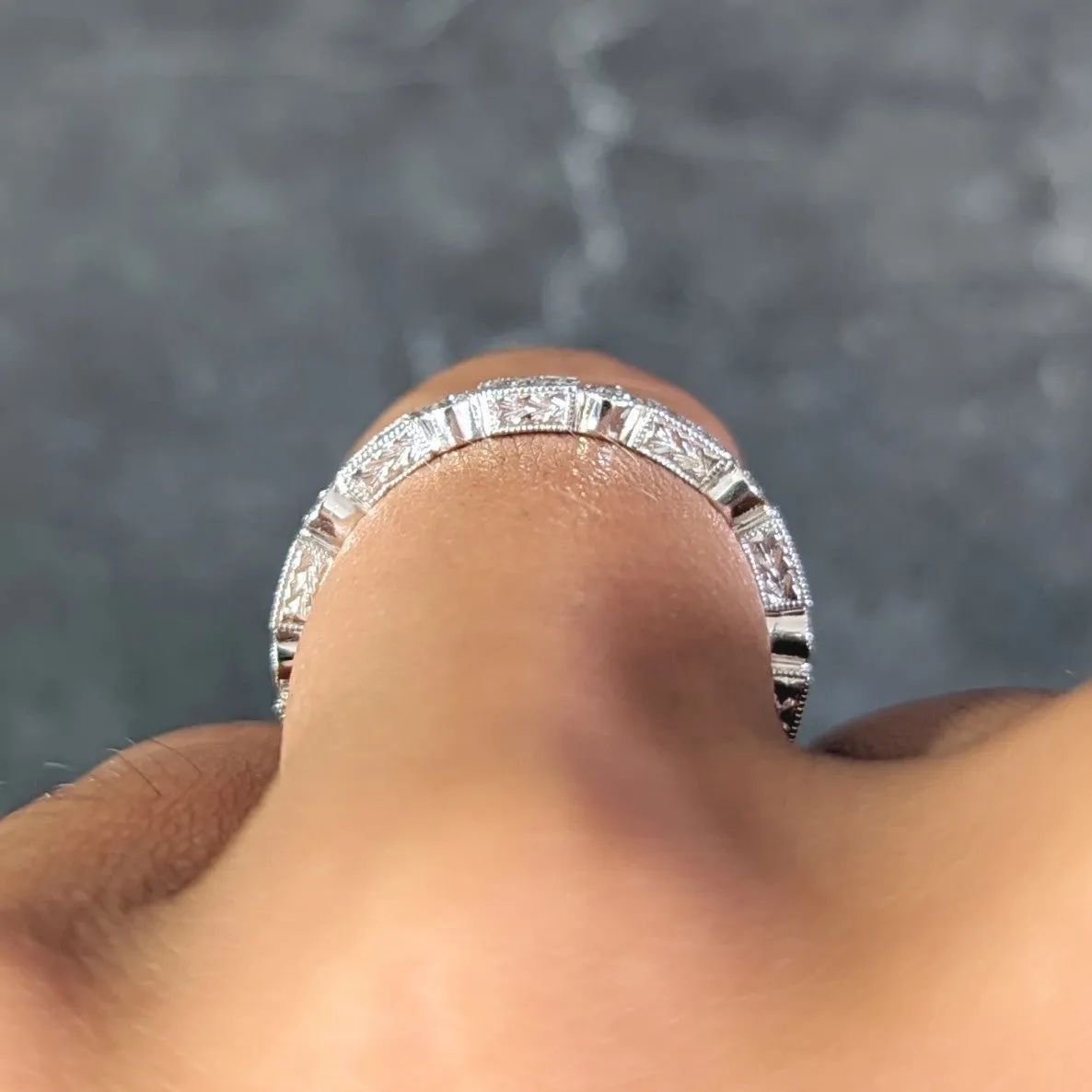 Contemporary 0.50 CTW Diamond 18 Karat White Gold Geometric Band Ring
