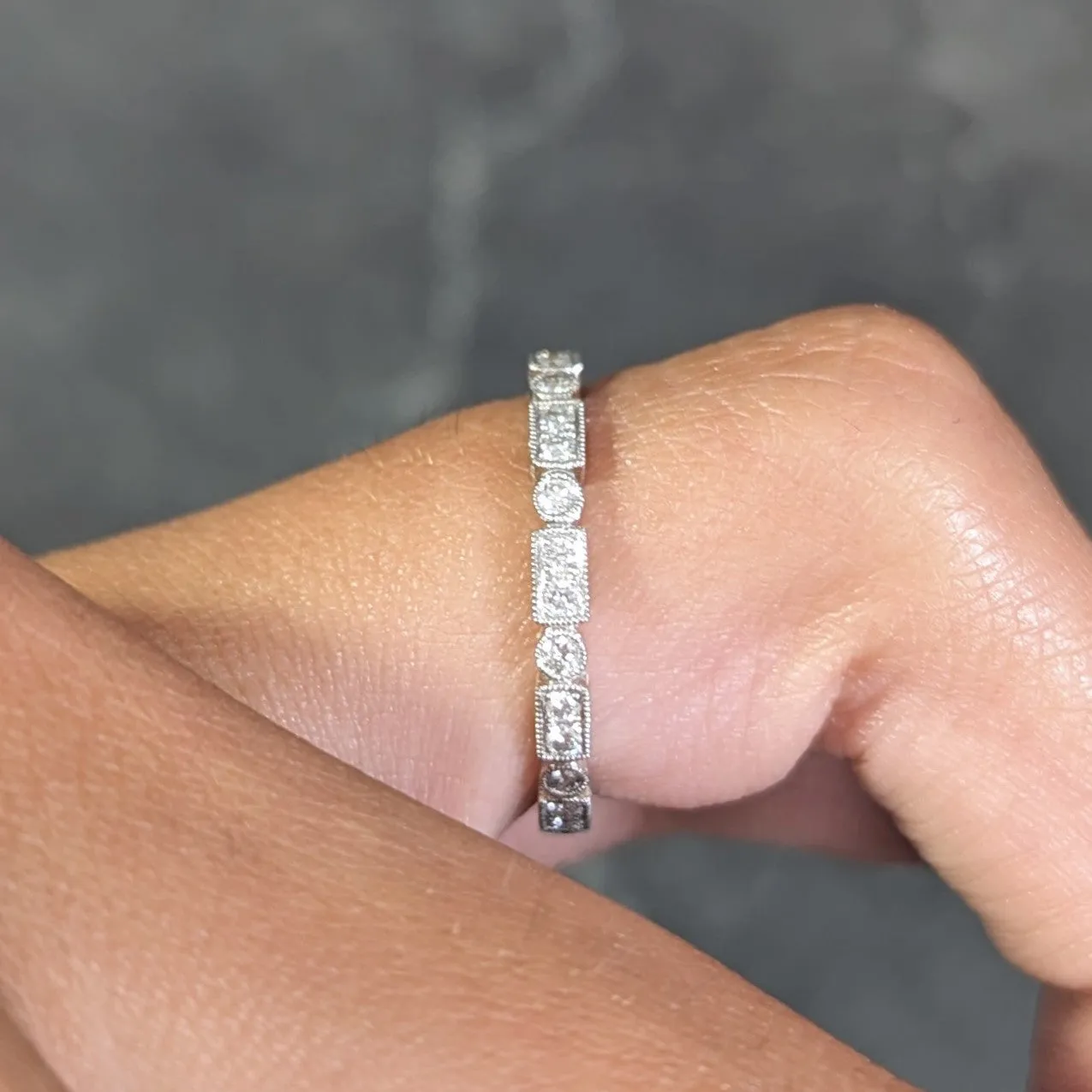 Contemporary 0.50 CTW Diamond 18 Karat White Gold Geometric Band Ring