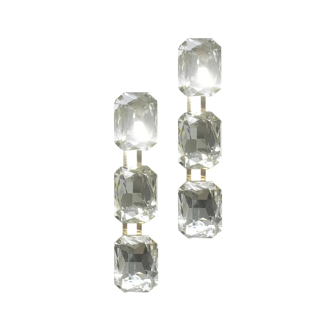 Cora Crystal Statement Earrings- Clear