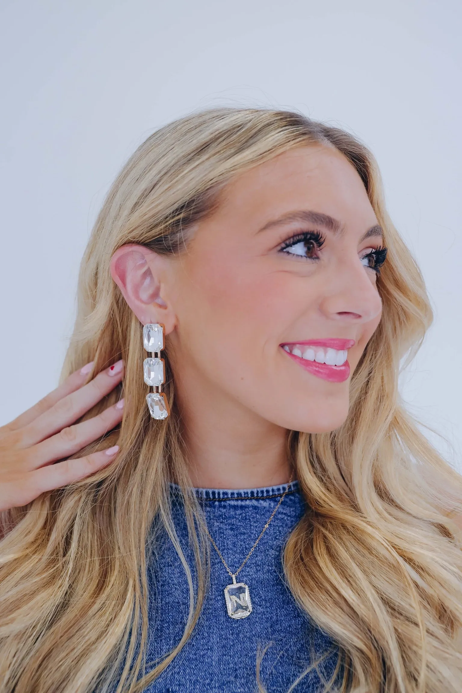 Cora Crystal Statement Earrings- Clear