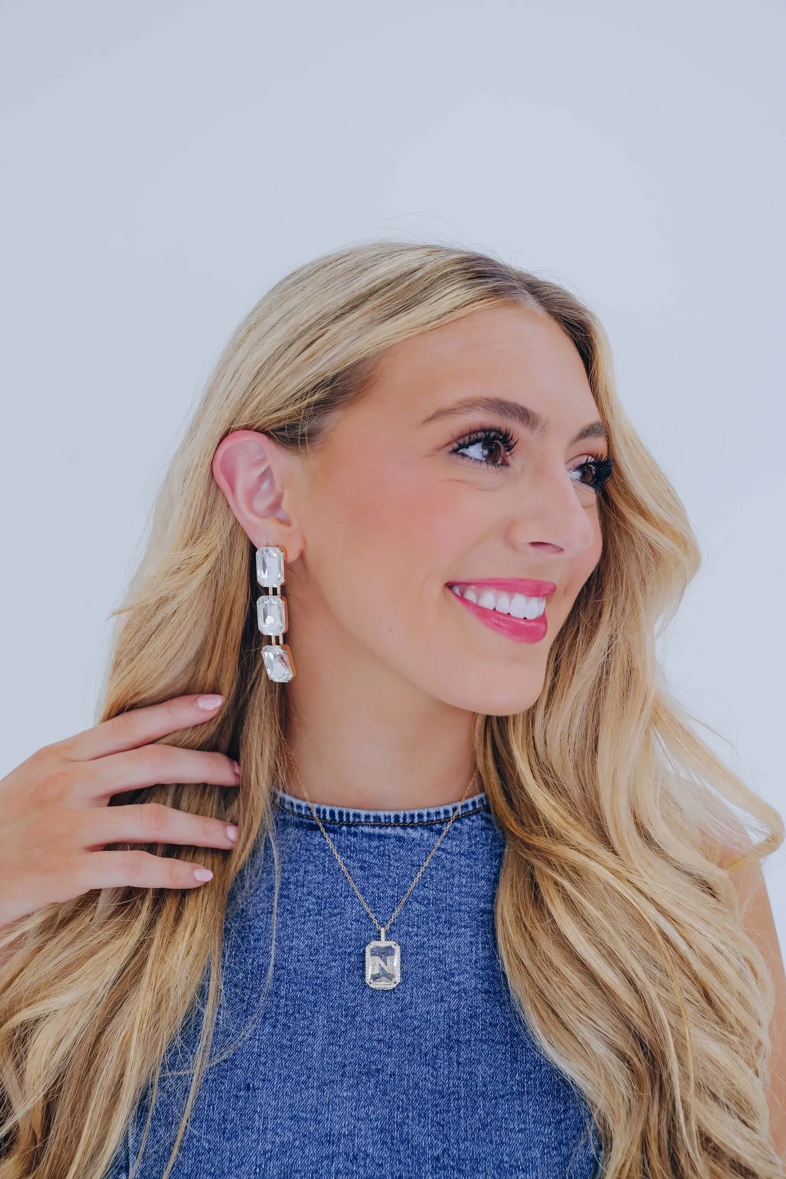 Cora Crystal Statement Earrings- Clear
