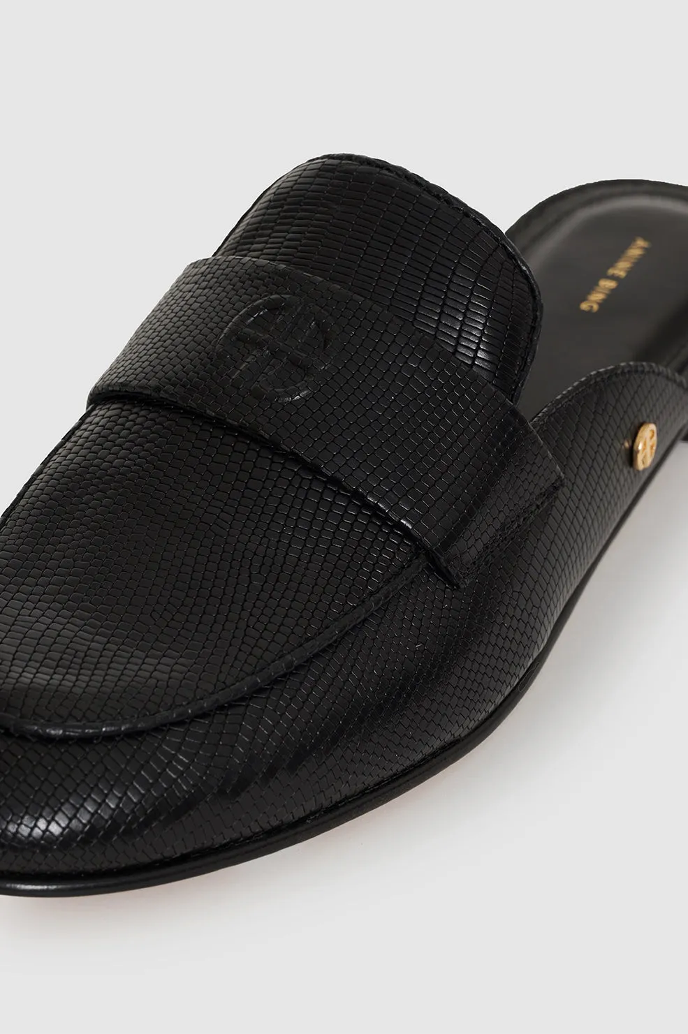 Corrine Mules - Mini Embossed Black