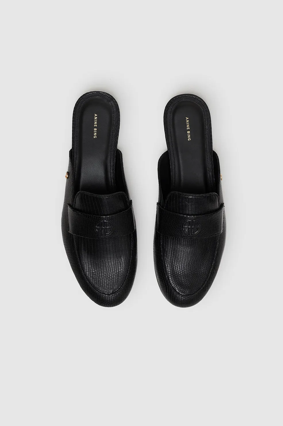 Corrine Mules - Mini Embossed Black