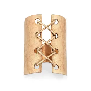 Corset Ring Vintage 14k Yellow Gold Wide Cigar Band Sz 6 Estate Fine Jewelry