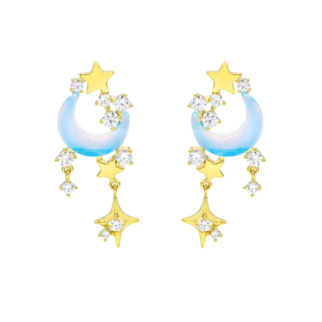 Cosmic Blue Moon Earrings