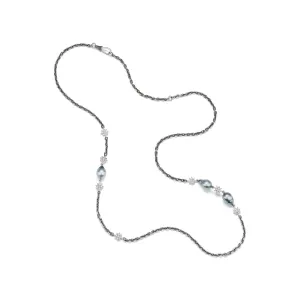 COUNT YOUR LUCKY STARS TAHITIAN PEARL WHITE GOLD STATEMENT CHAIN