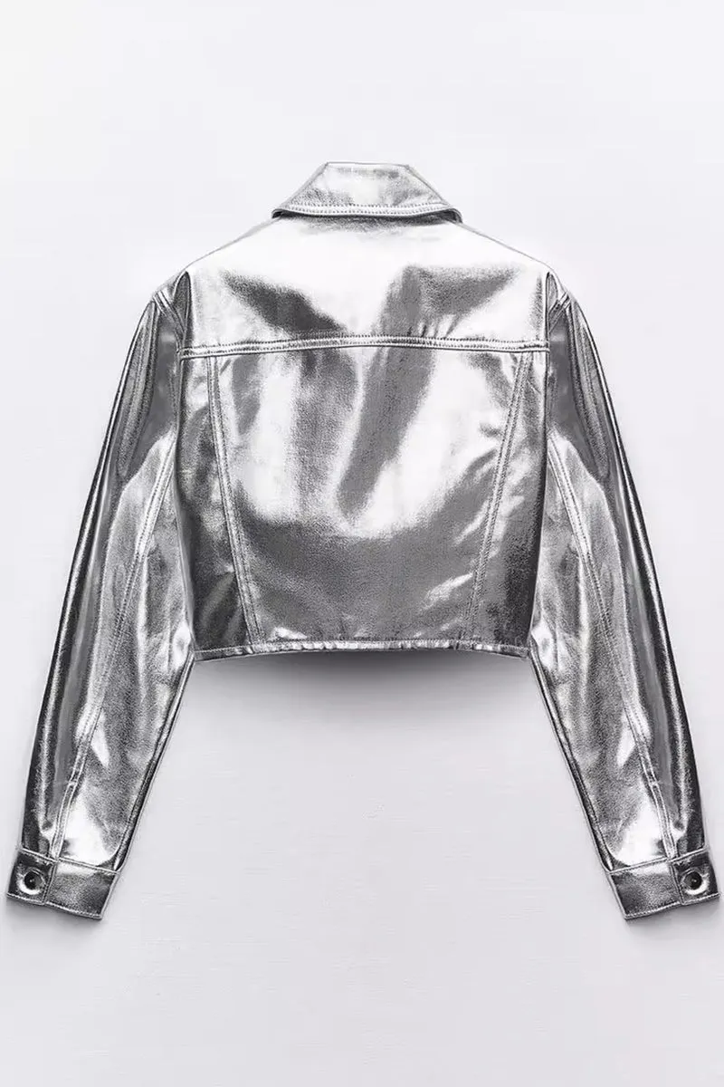 CR3065 Vegan Leather Crop Jacket Outerwear