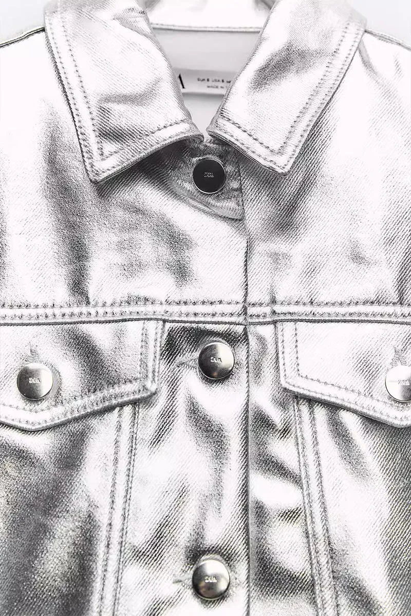 CR3065 Vegan Leather Crop Jacket Outerwear