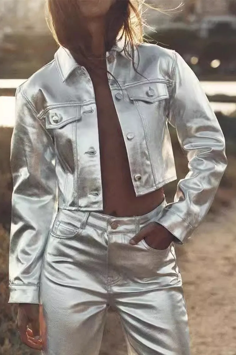 CR3065 Vegan Leather Crop Jacket Outerwear