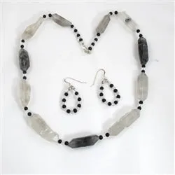 Crystal jewelry necklace & earrings set