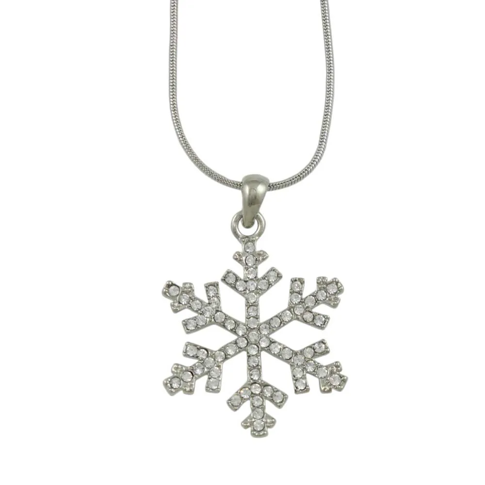 Crystal Snowflake Pendant on Silver-tone Chain - XE003N