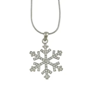Crystal Snowflake Pendant on Silver-tone Chain - XE003N