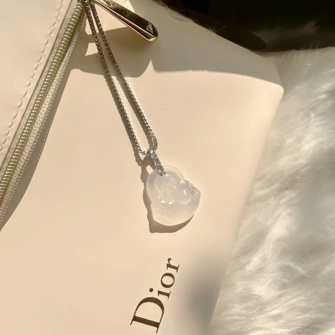 Cubic Zirconia White Buddha Necklace