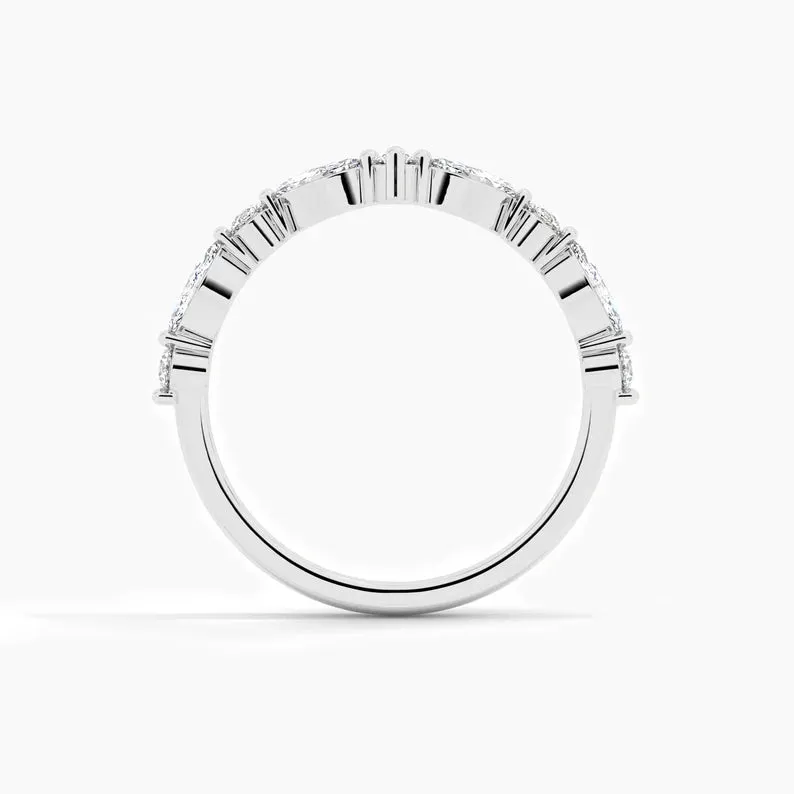 Curved Moissanite Matching Stacking Wedding Band For Women