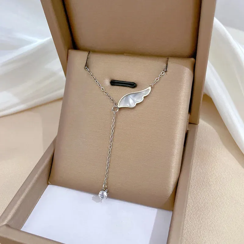 Cute Seashell Tassel Whit Water Drop Clavicle Chain Pendant