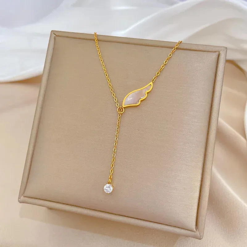 Cute Seashell Tassel Whit Water Drop Clavicle Chain Pendant