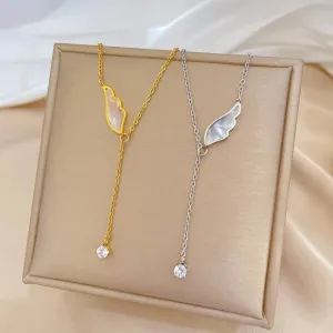 Cute Seashell Tassel Whit Water Drop Clavicle Chain Pendant