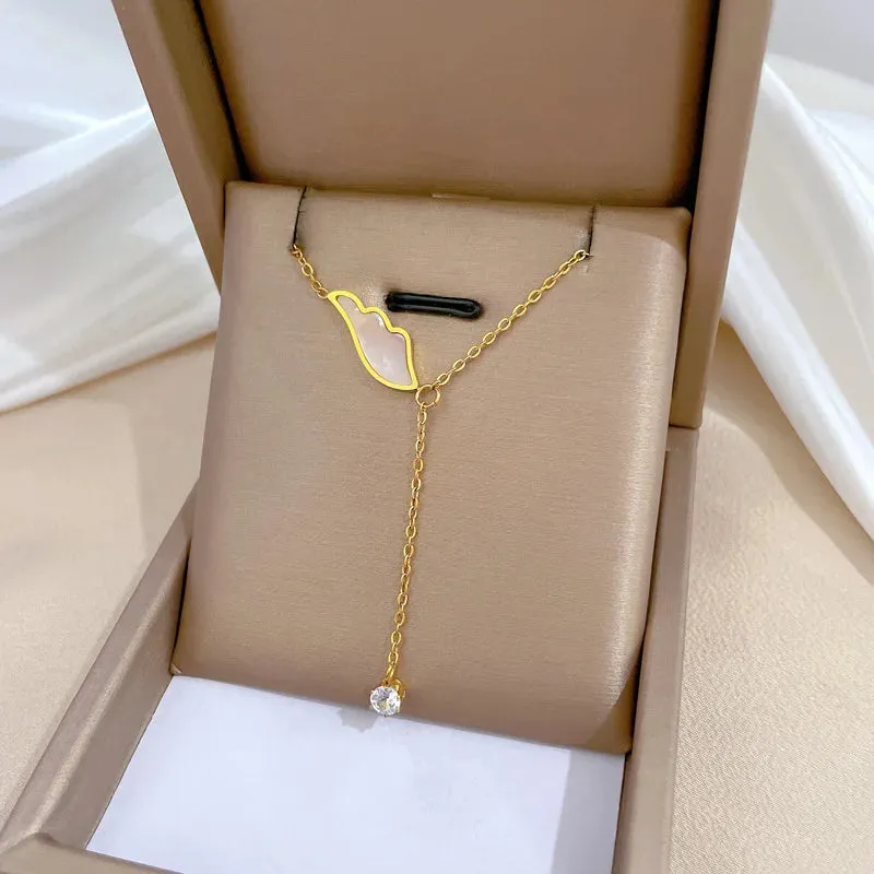 Cute Seashell Tassel Whit Water Drop Clavicle Chain Pendant