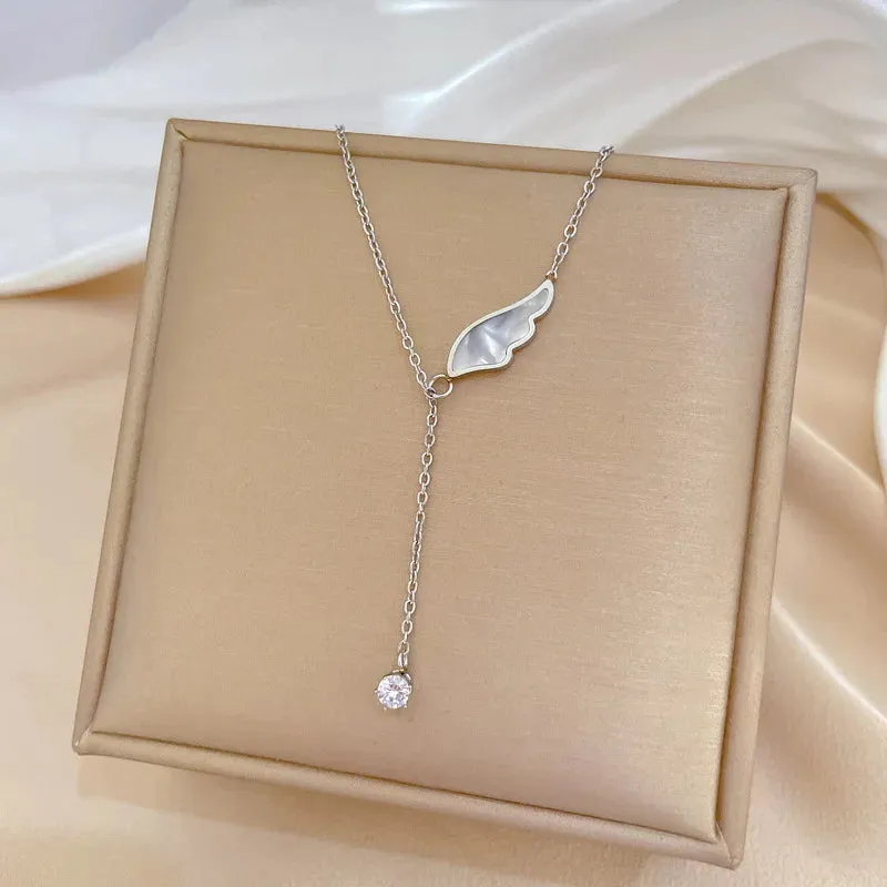 Cute Seashell Tassel Whit Water Drop Clavicle Chain Pendant