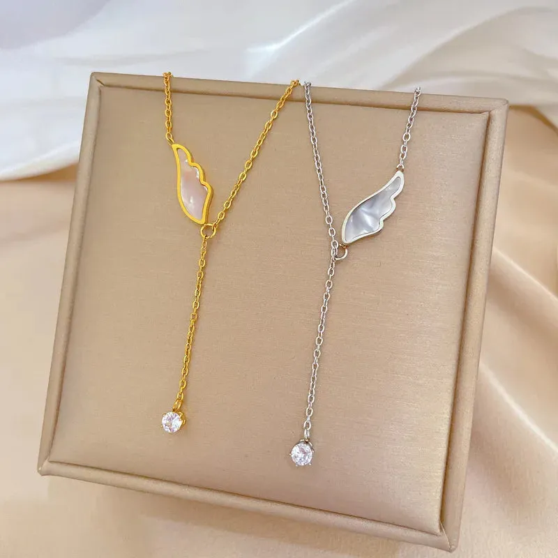Cute Seashell Tassel Whit Water Drop Clavicle Chain Pendant