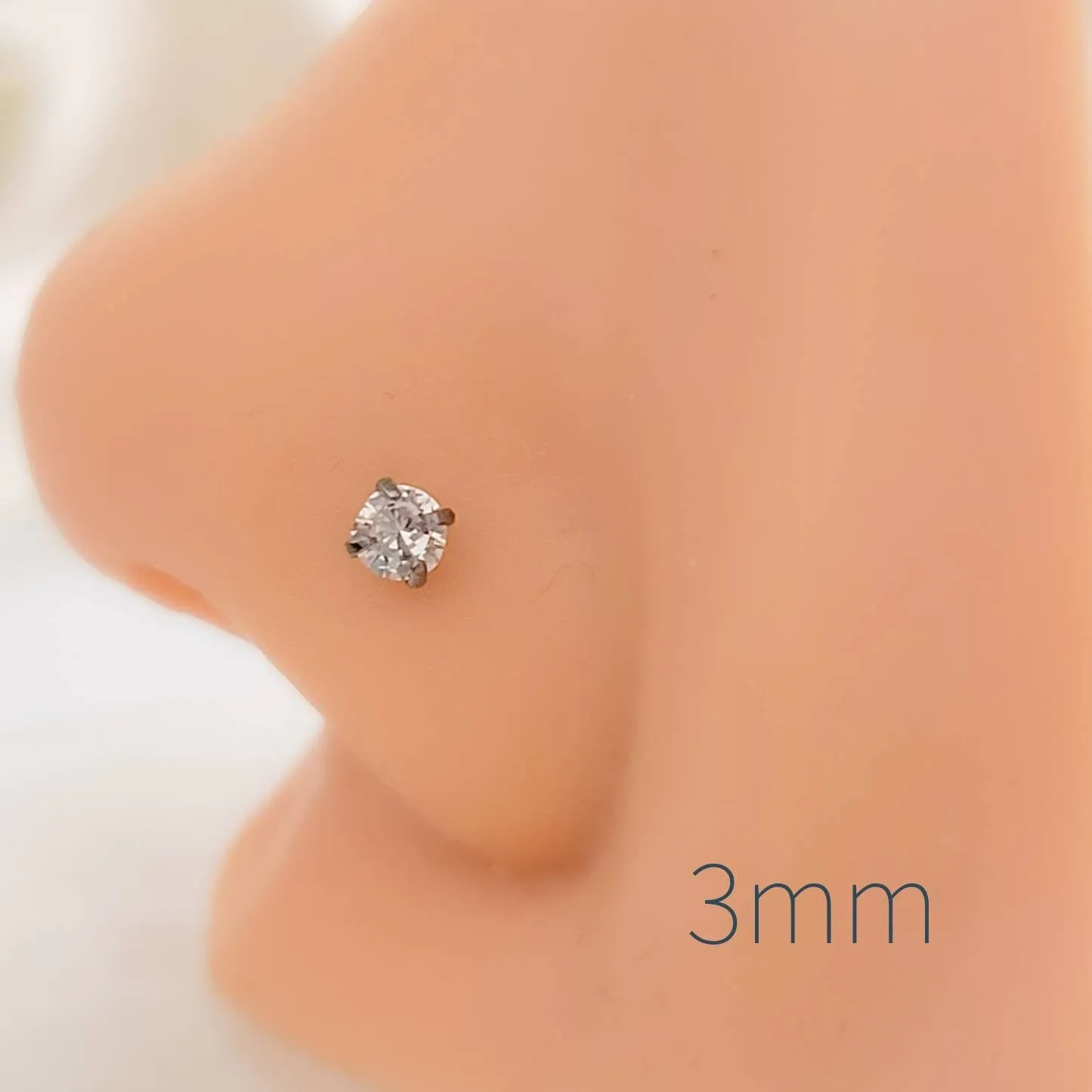 CZ Titanium L Bend Nose Stud