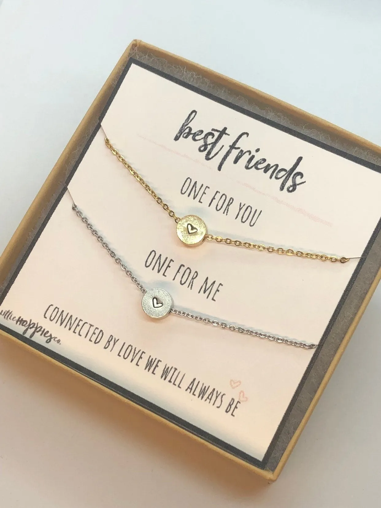 Dainty Best friend necklace, heart necklace, gift  best friend, best friend gift, 2 necklaces, pair of necklaces for friends, necklace set