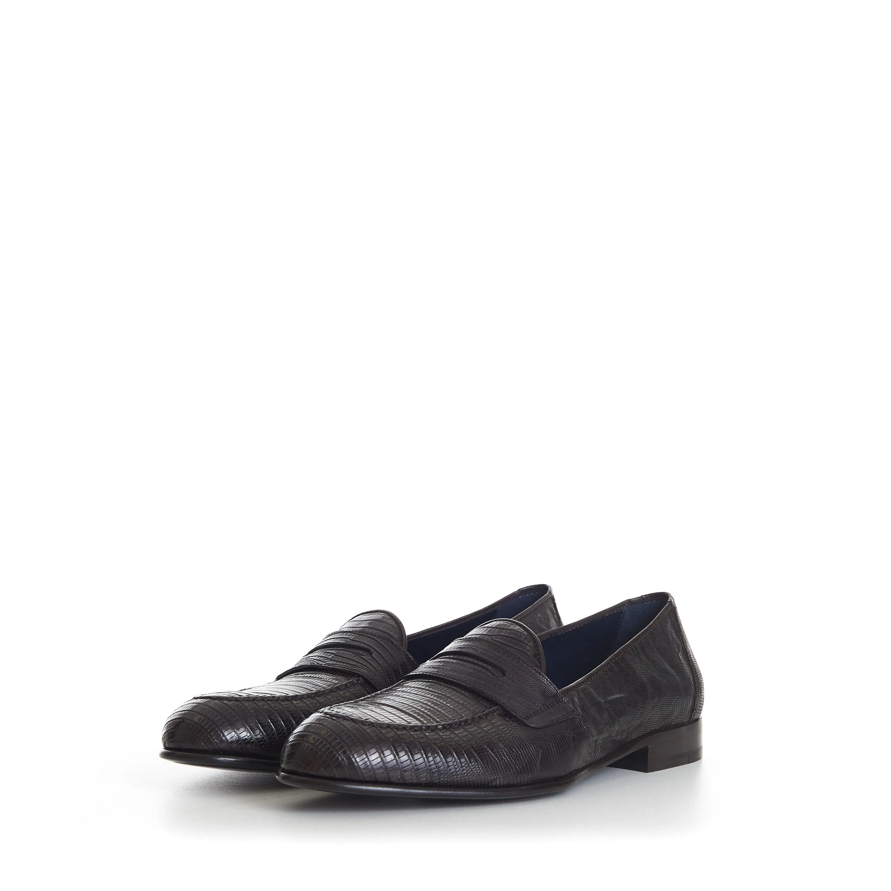 Dark Brown Excotic Leather 'Appia' Penny Loafer