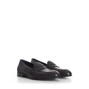 Dark Brown Excotic Leather 'Appia' Penny Loafer