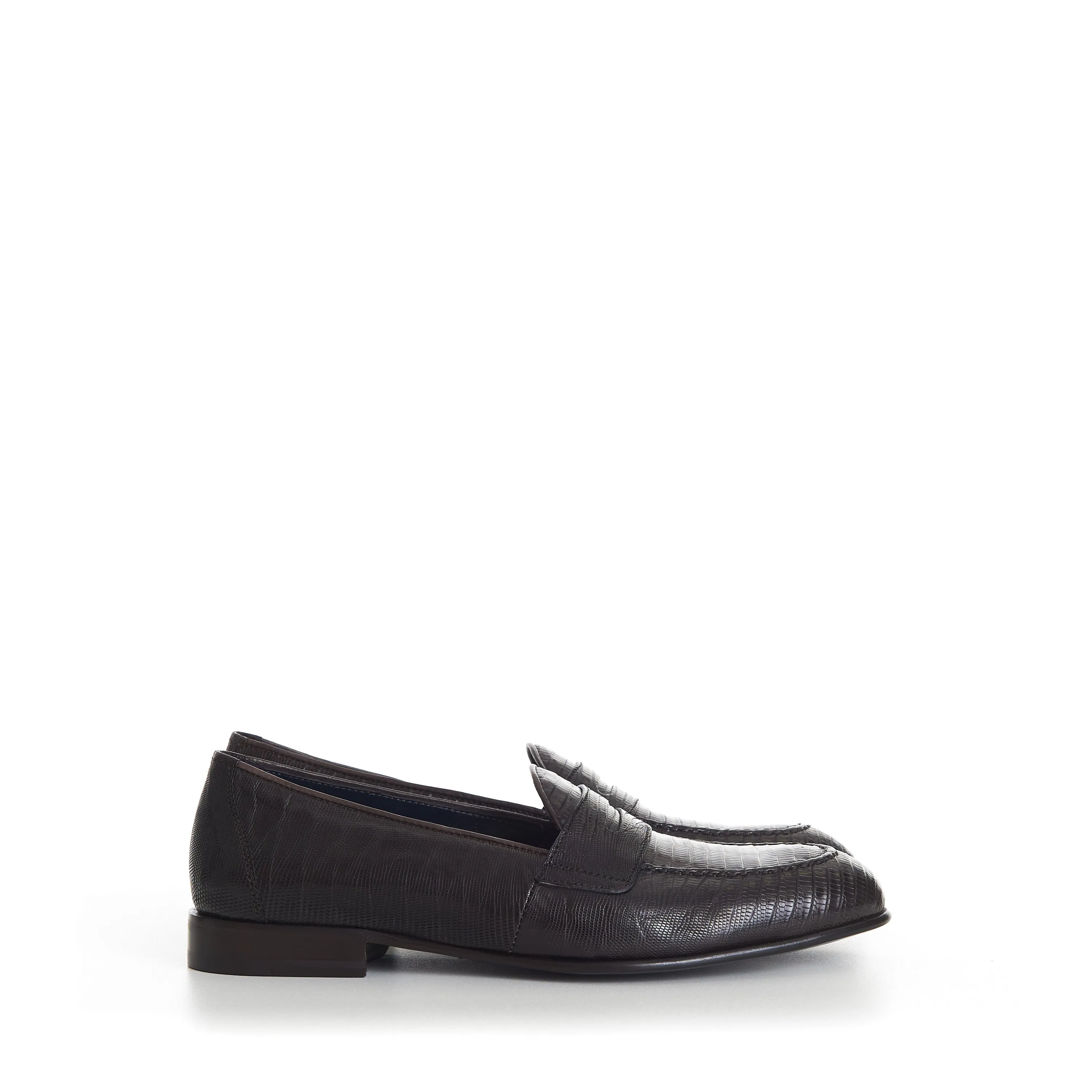 Dark Brown Excotic Leather 'Appia' Penny Loafer