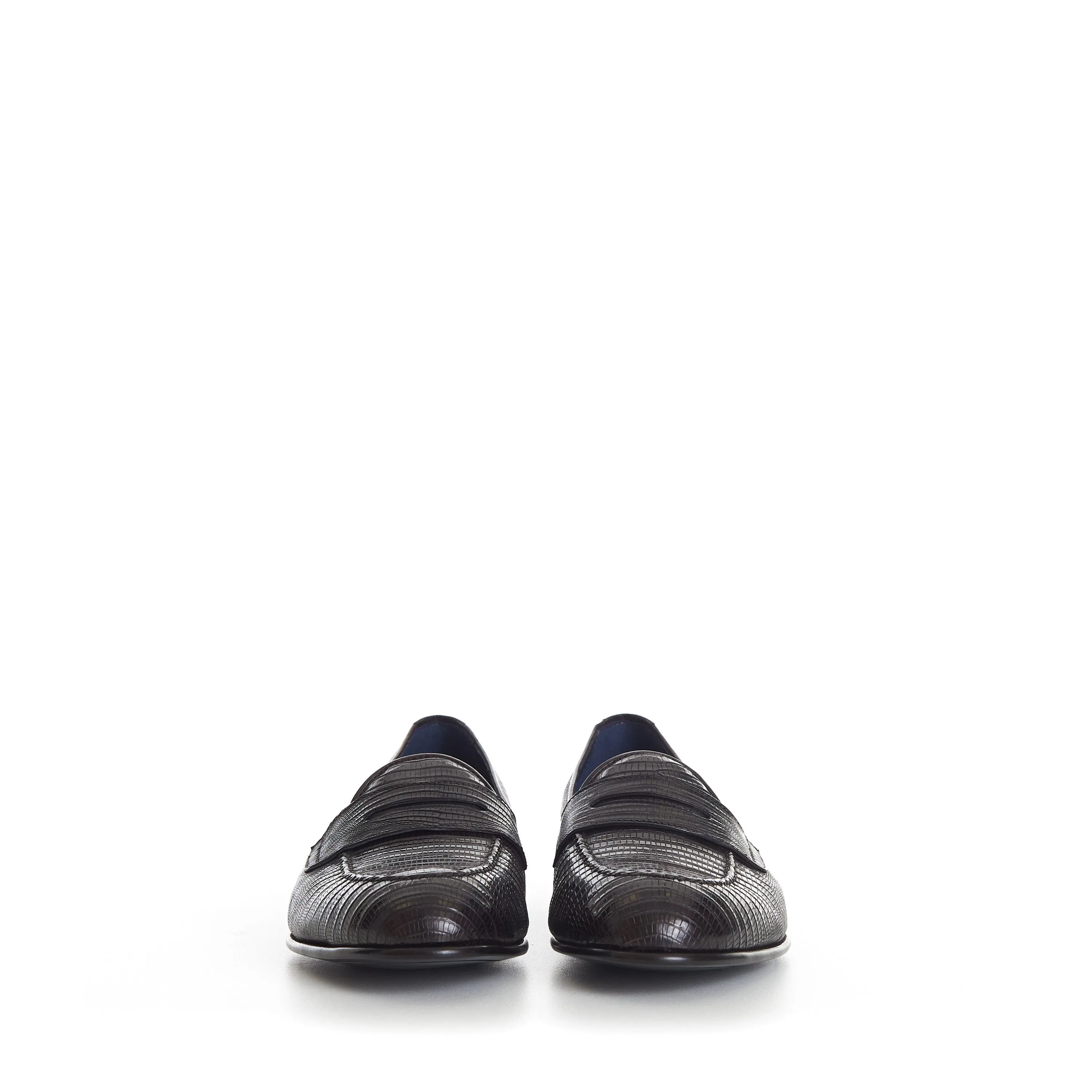 Dark Brown Excotic Leather 'Appia' Penny Loafer