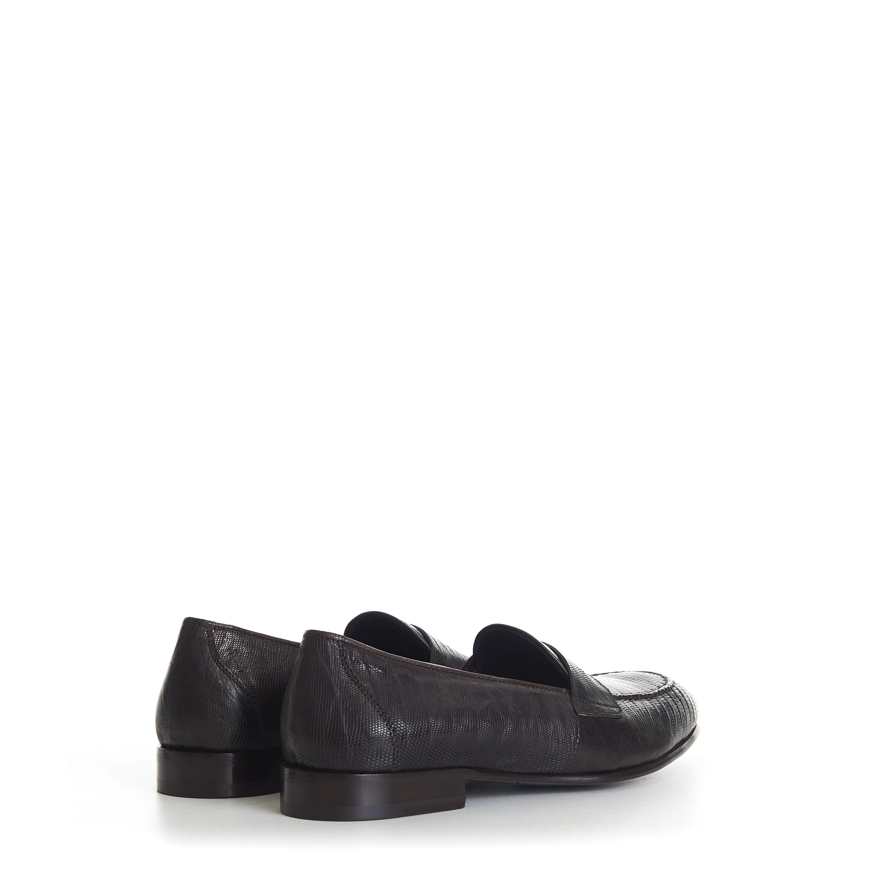 Dark Brown Excotic Leather 'Appia' Penny Loafer