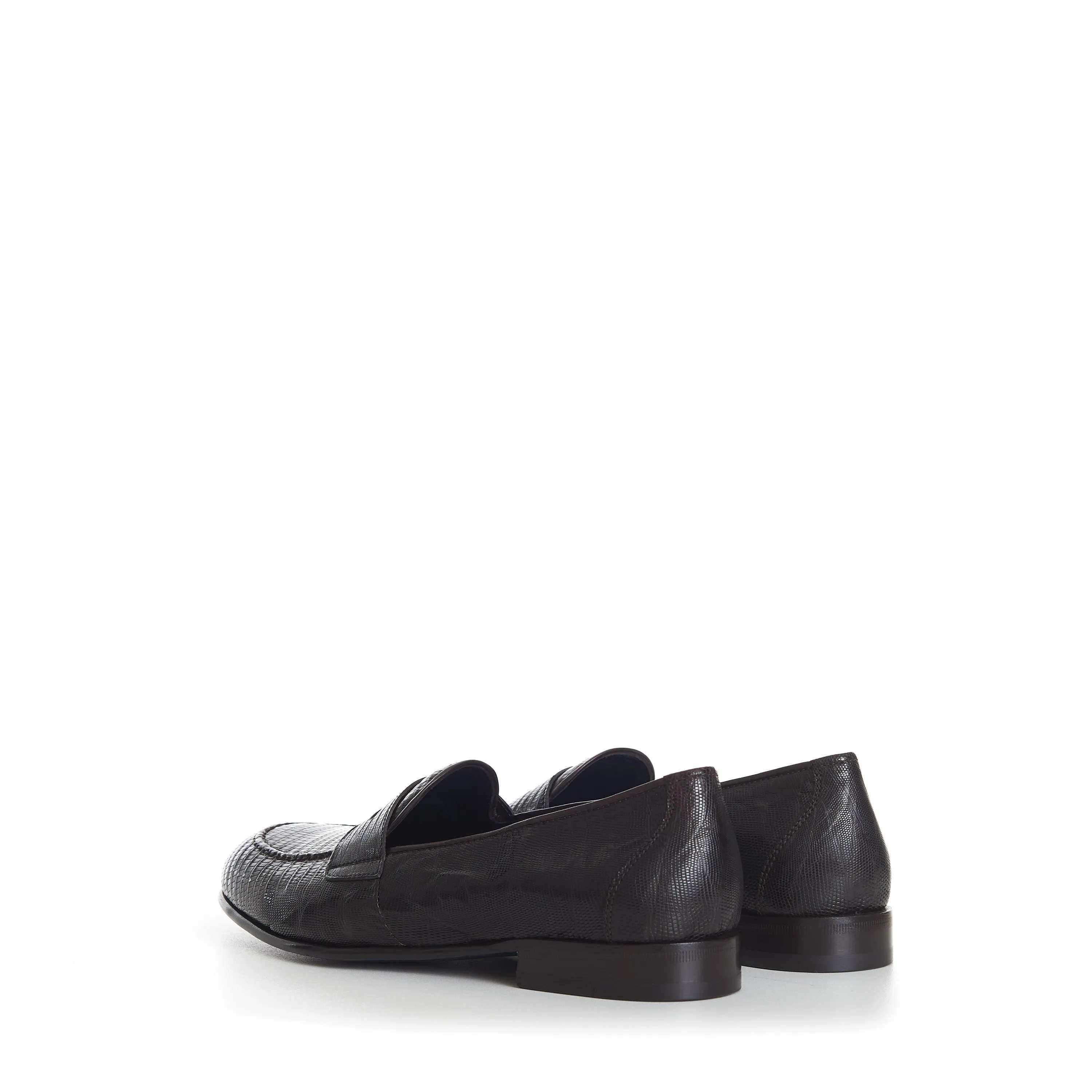 Dark Brown Excotic Leather 'Appia' Penny Loafer