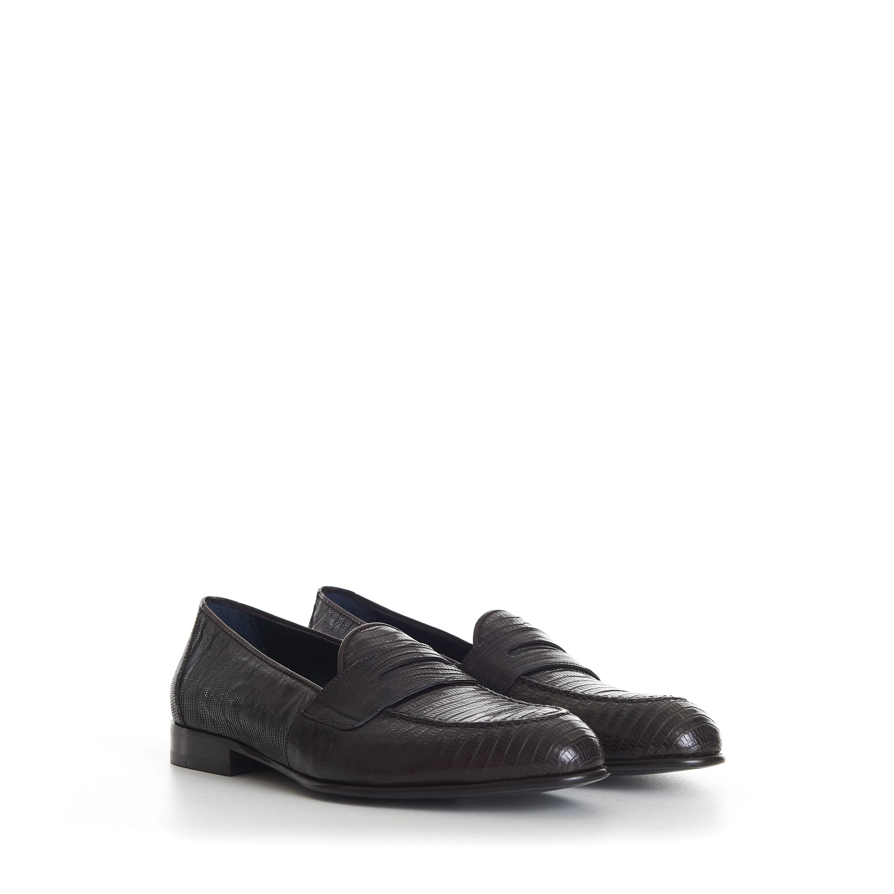 Dark Brown Excotic Leather 'Appia' Penny Loafer